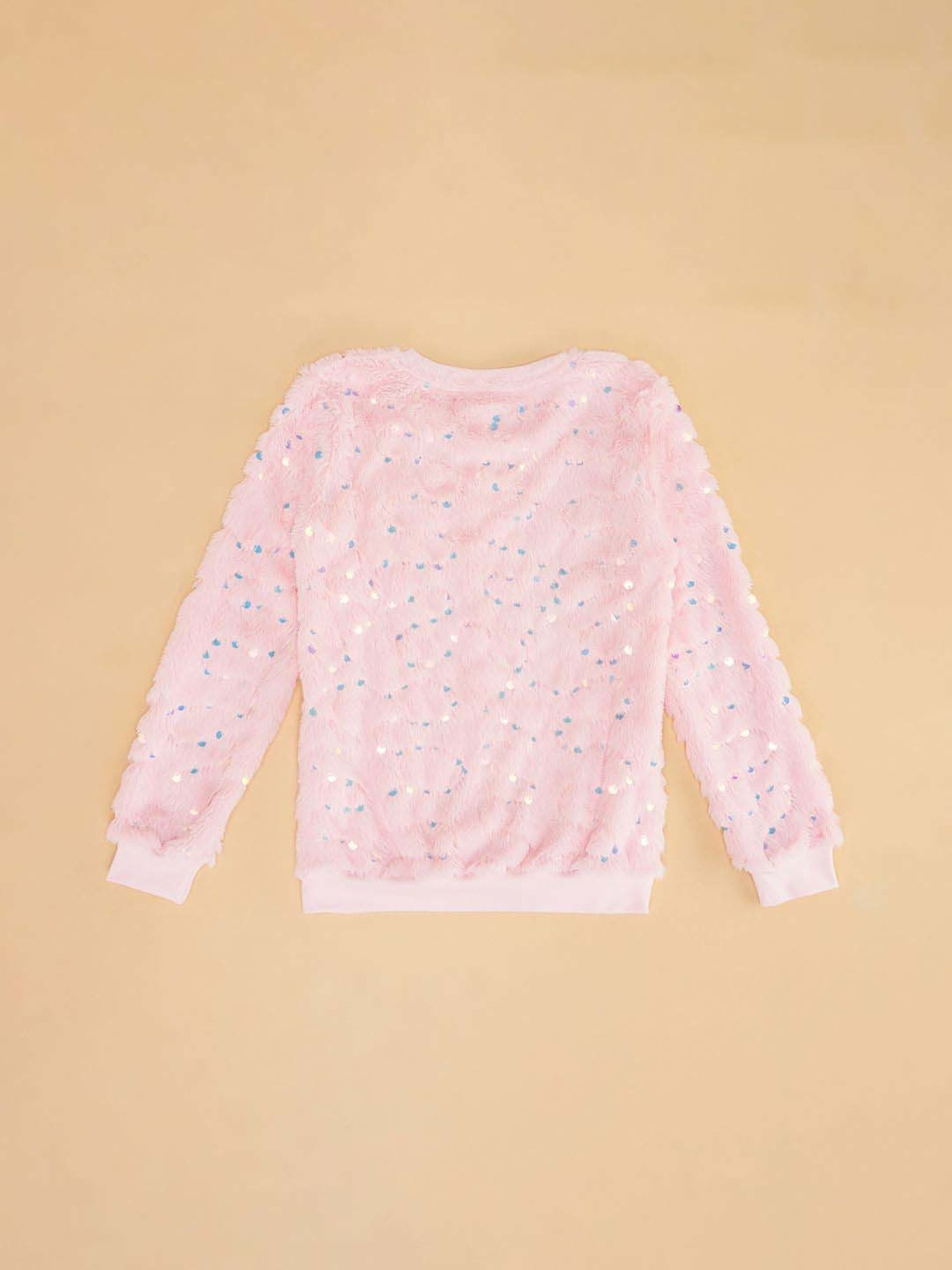 Pantaloons Junior Kids Pink Embellished Full Sleeves Sweatshirt