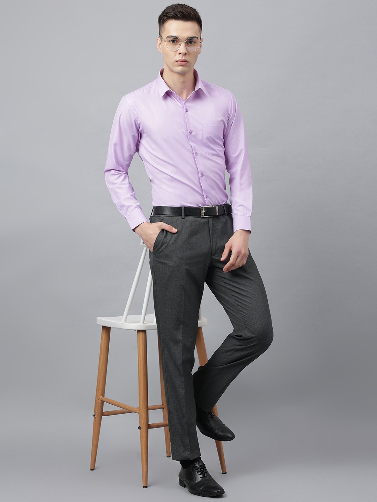 English Navy Lavender Slim Fit Shirt