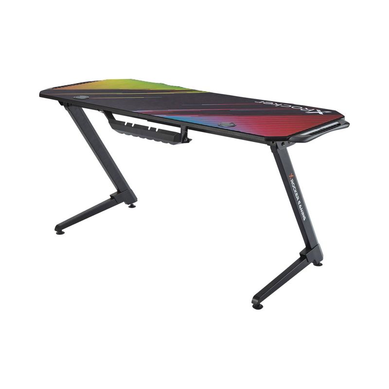 Jaguar RGB LED Glass Top Desk Black - X Rocker