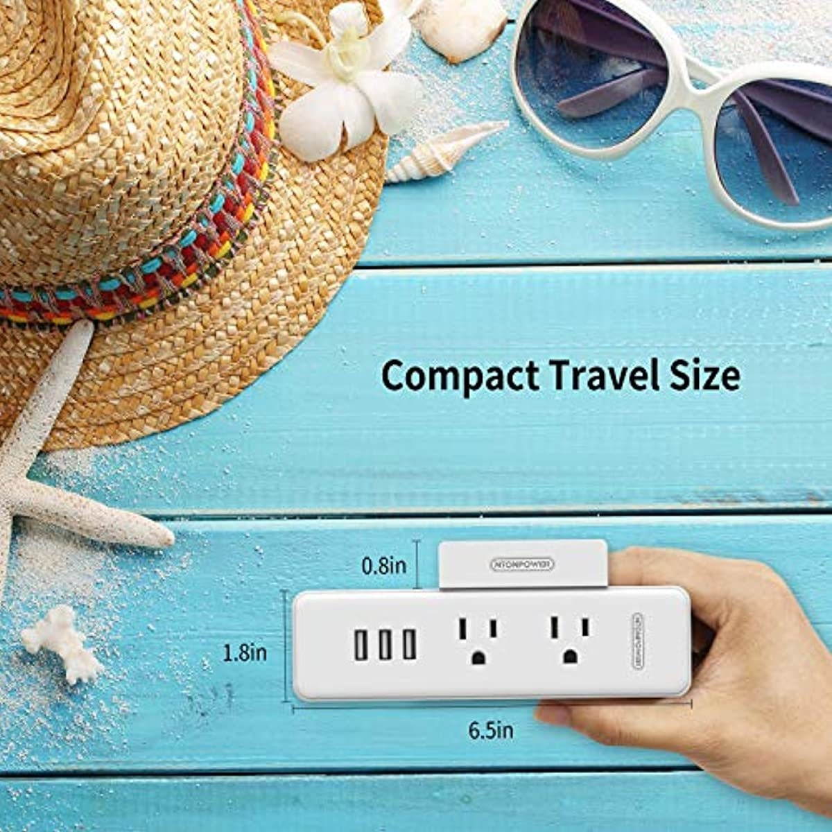 Cruise Power Strip No Surge Protector - NTONPOWER Travel Small Power Strip with 3 USB Ports 2 Outlets, Compact USB Charging Station with Stand, Travel Cruise Ship Accessories and Essentials - 2 Pack