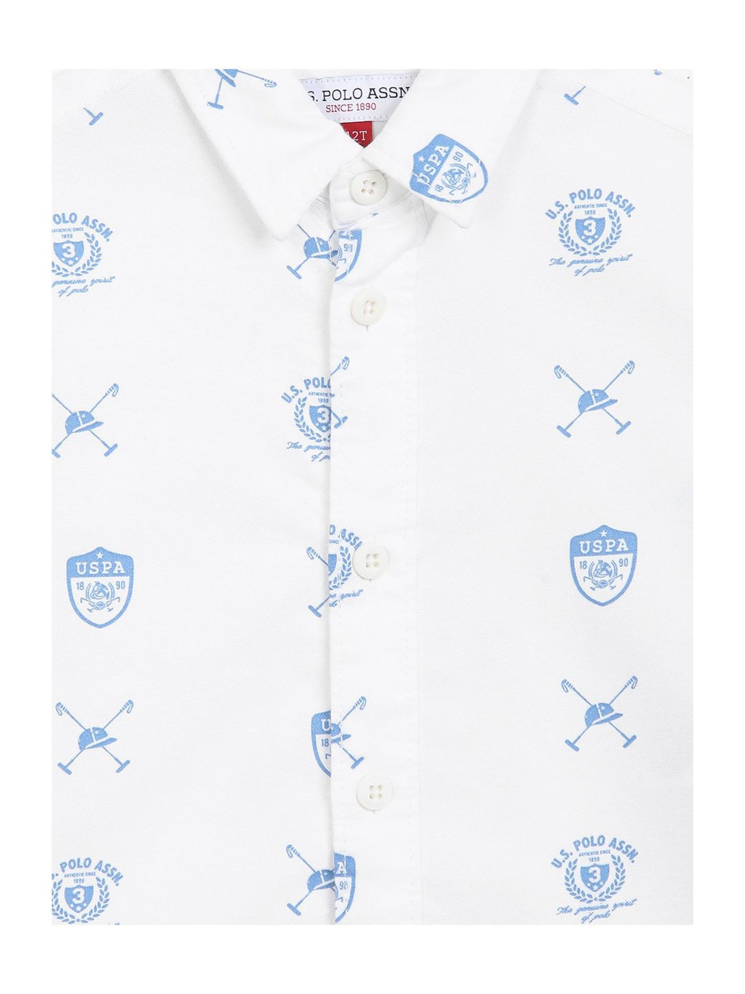 U.S. Polo Assn. Kids White Printed Full Sleeves Shirt
