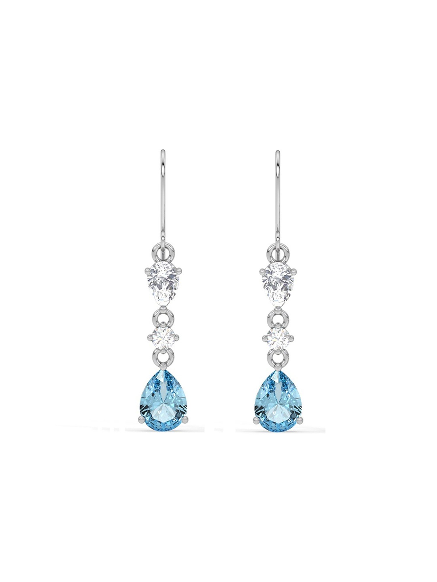 Clara 925 Silver Rhodium-Plated Swiss Zirconia Pear Solitaire Dangler Earrings