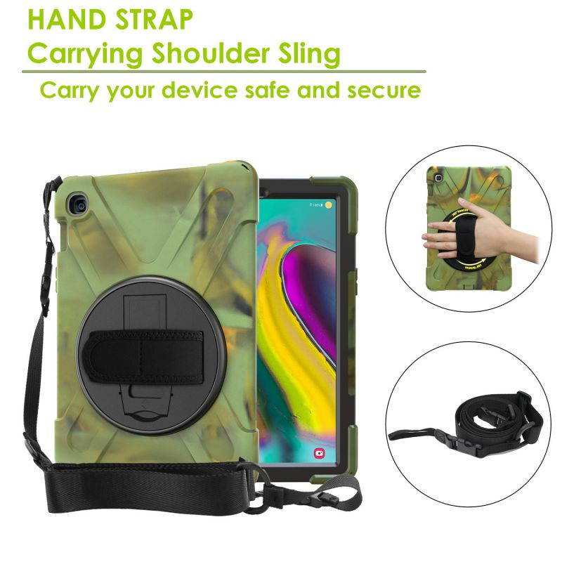 Galaxy Tab A 10.1 Case, Fits 2019 T510/T515 Shockproof Heavy Duty Shield Case Kickstand, Shoulder Strap Sling, Hand/Palm Strap For Samsung Galaxy Tab A 10.1 (2019) SM-T510 / SM-T515 (Red)