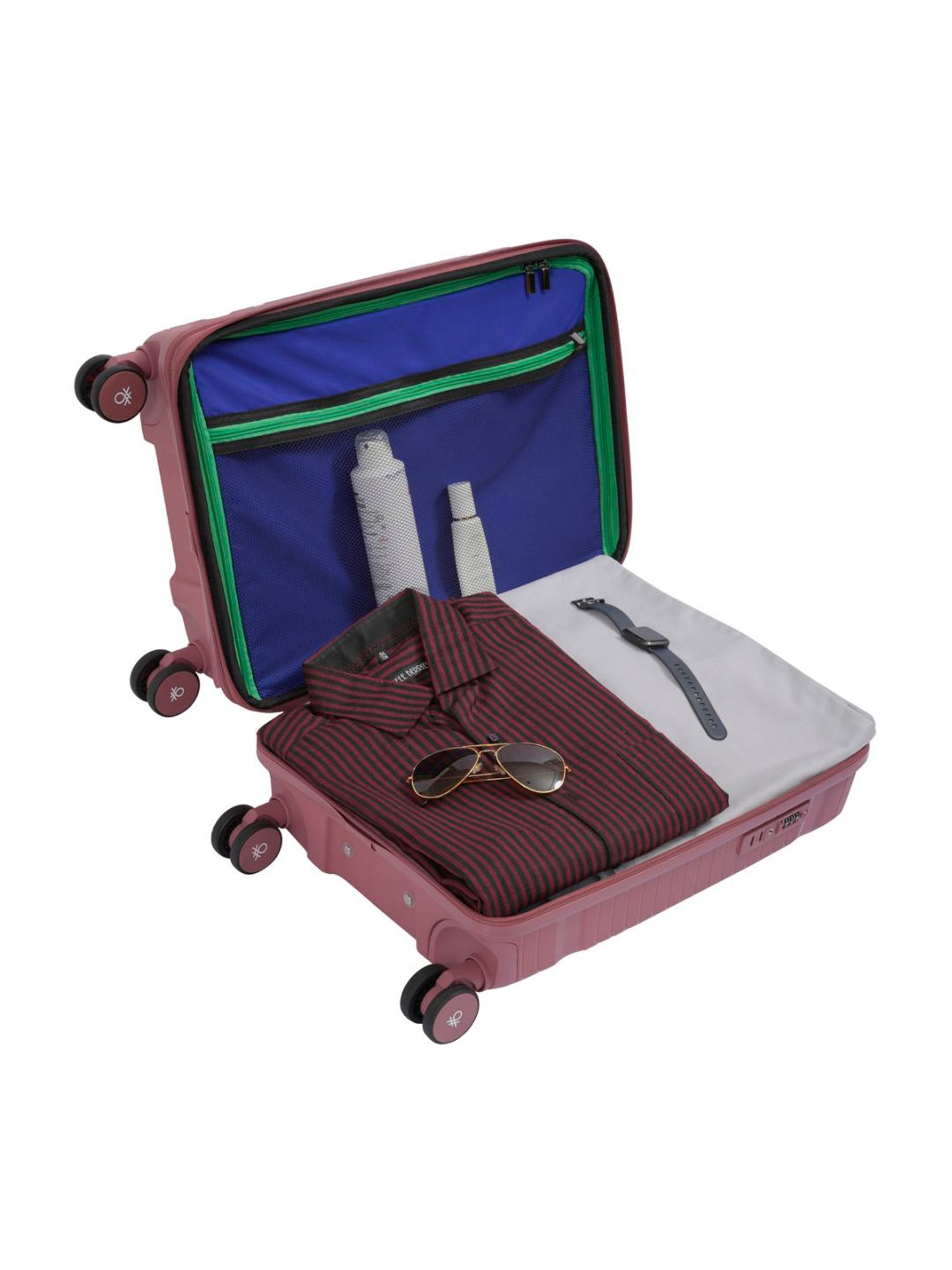 United Colors of Benetton Galaxy Pink Textured Hard Cabin Trolley Bag - 55 Cm