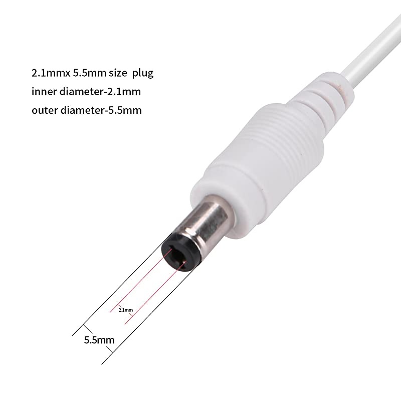 Power Extension Cable 33ft 21mm x 55mm Compatible with 12V DC Adapter Cord for CCTV Security Camera IP Camera Standalone DVR 33ftDC55mm Plug White