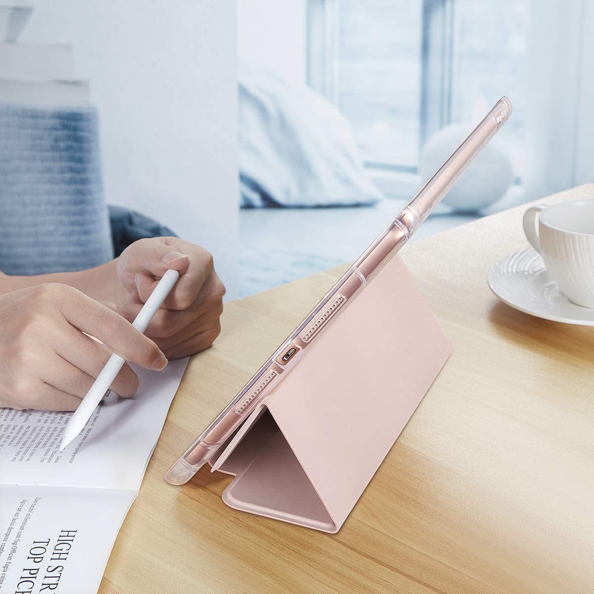 Mazepoly Compatible for Apple iPad 10.2 inch 8th/7th Generation 2020/2019 Case with Apple Pencil Holder, Slim Soft Silicone Smart Trifold Stand Protective Cover Case (Dark Green)