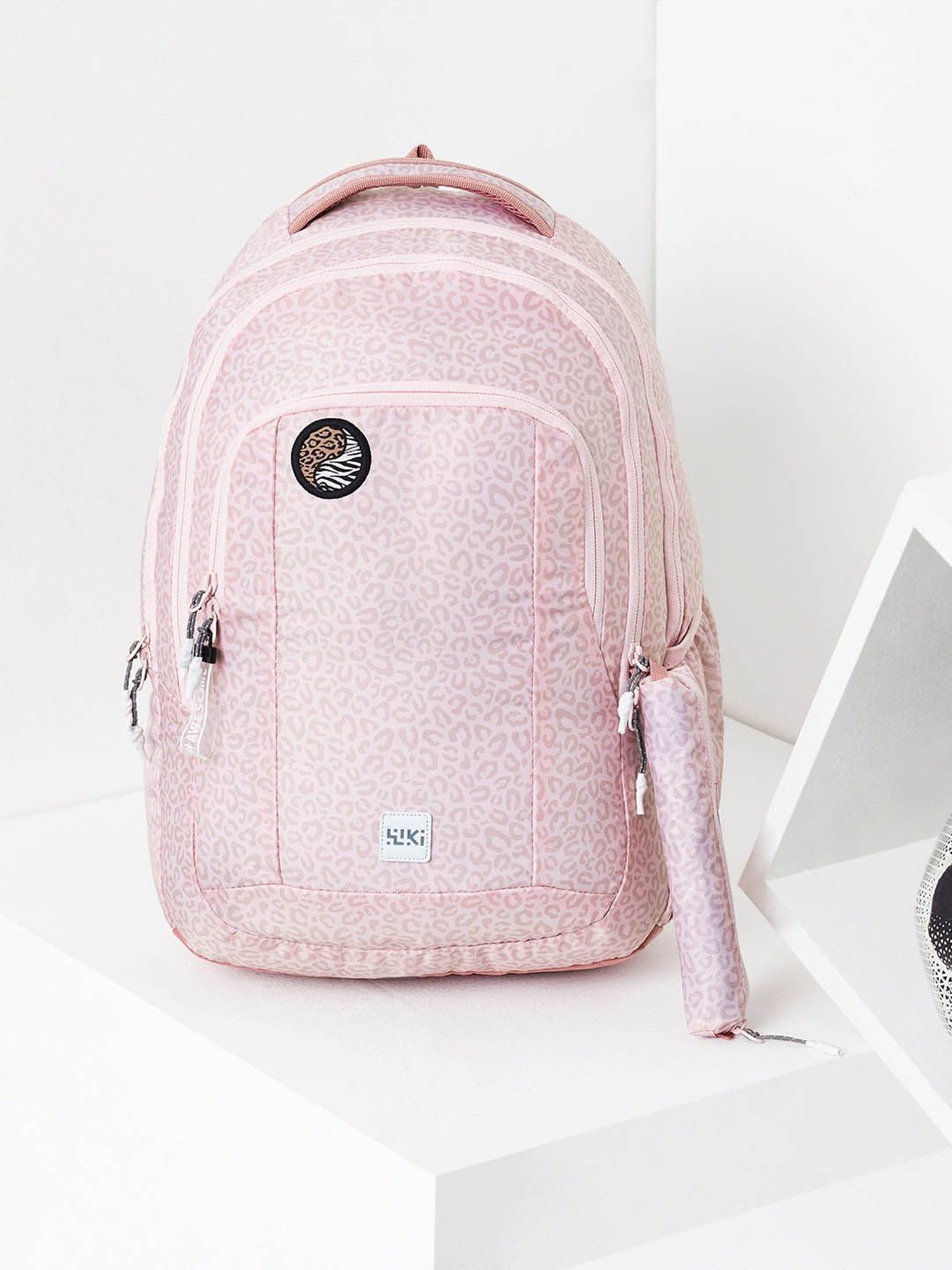 Wiki Back to School 2 Peach Polyester Printed Backpack - 30 Ltrs