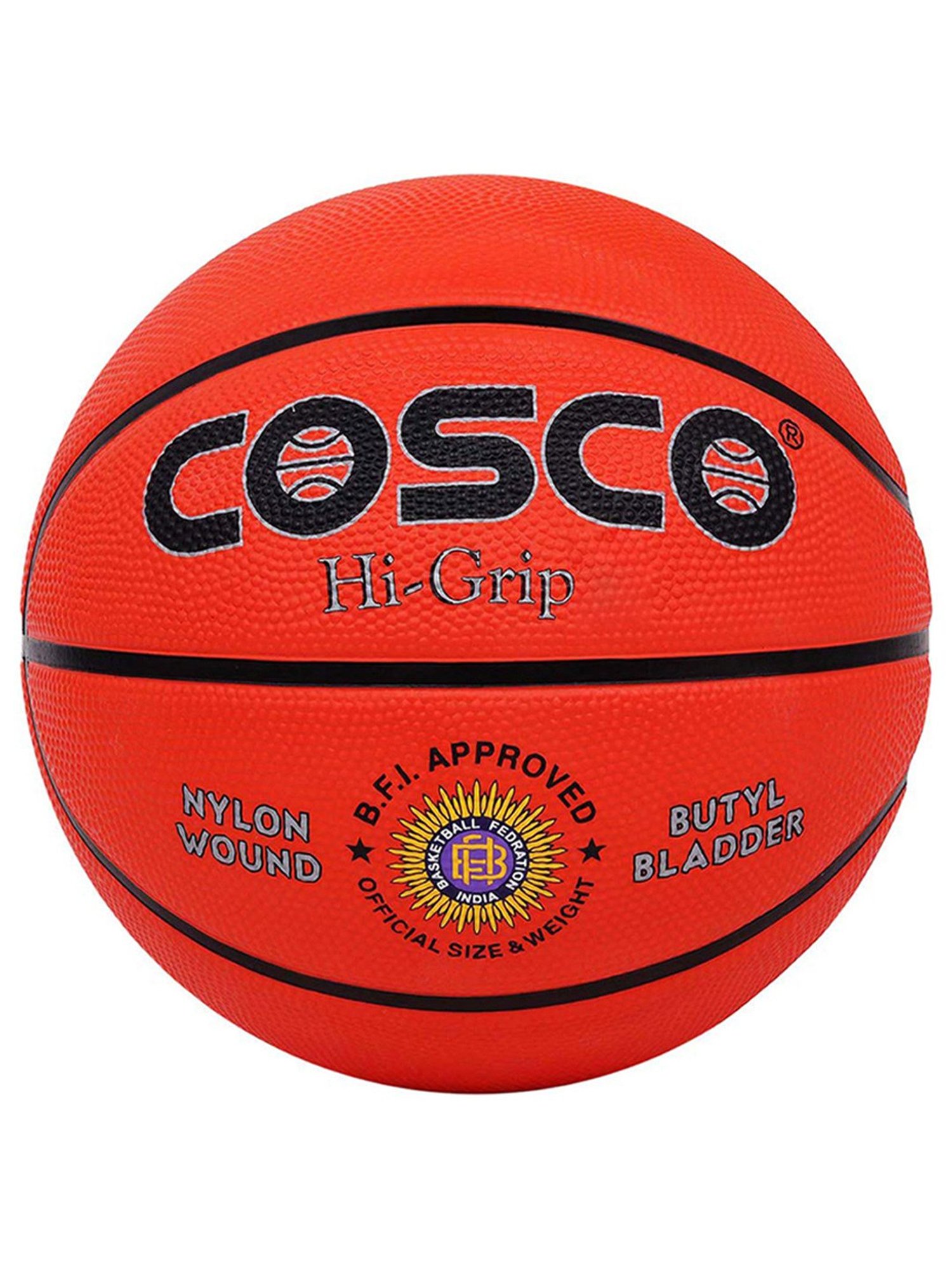 Cosco Hi-Grip Rubber Basketball (Orange) Size - 5