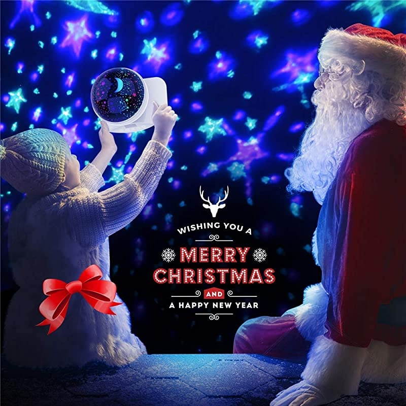 Night Lighting Lamp Modern Star Rotating Sky Projection Romantic Star Projector Lamp for Kids USB Rechargeable amp Remote Control Best Gifts for KidsBedroomWhite