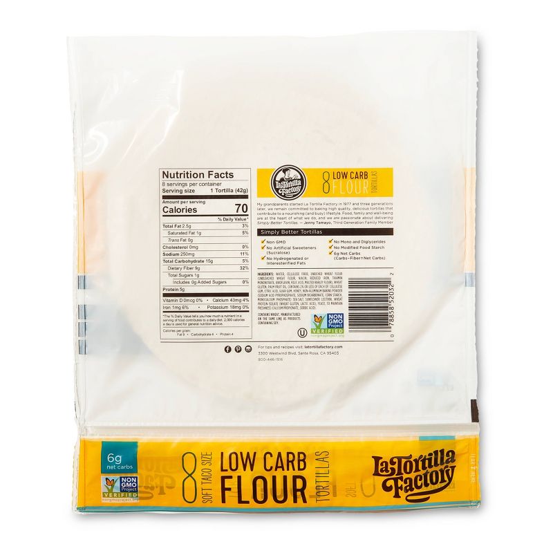 La Tortilla Factory High Fiber Low Carb Traditional Flour Tortillas - 11.8oz/8ct