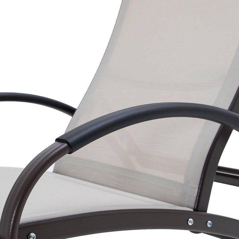Outdoor Aluminum Adjustable Chaise Lounge Rocking Chair - Tan - Crestlive Products