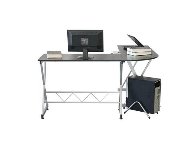 Gaming Desk, L-Shaped Professional E-Sport Gamer Workstation with Keyboard Drawer & High Class Wood Surface, Ergonomic PC Gaming Table for Home Office,Grey Black,GT146