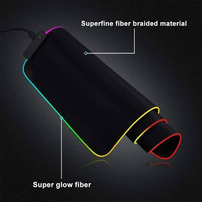 RGB Soft Gaming Mouse Pad Large, Oversized Glowing Led Extended Mousepad, Non-Slip Rubber Base Computer Keyboard Pad Mat,31.5X 11.8in