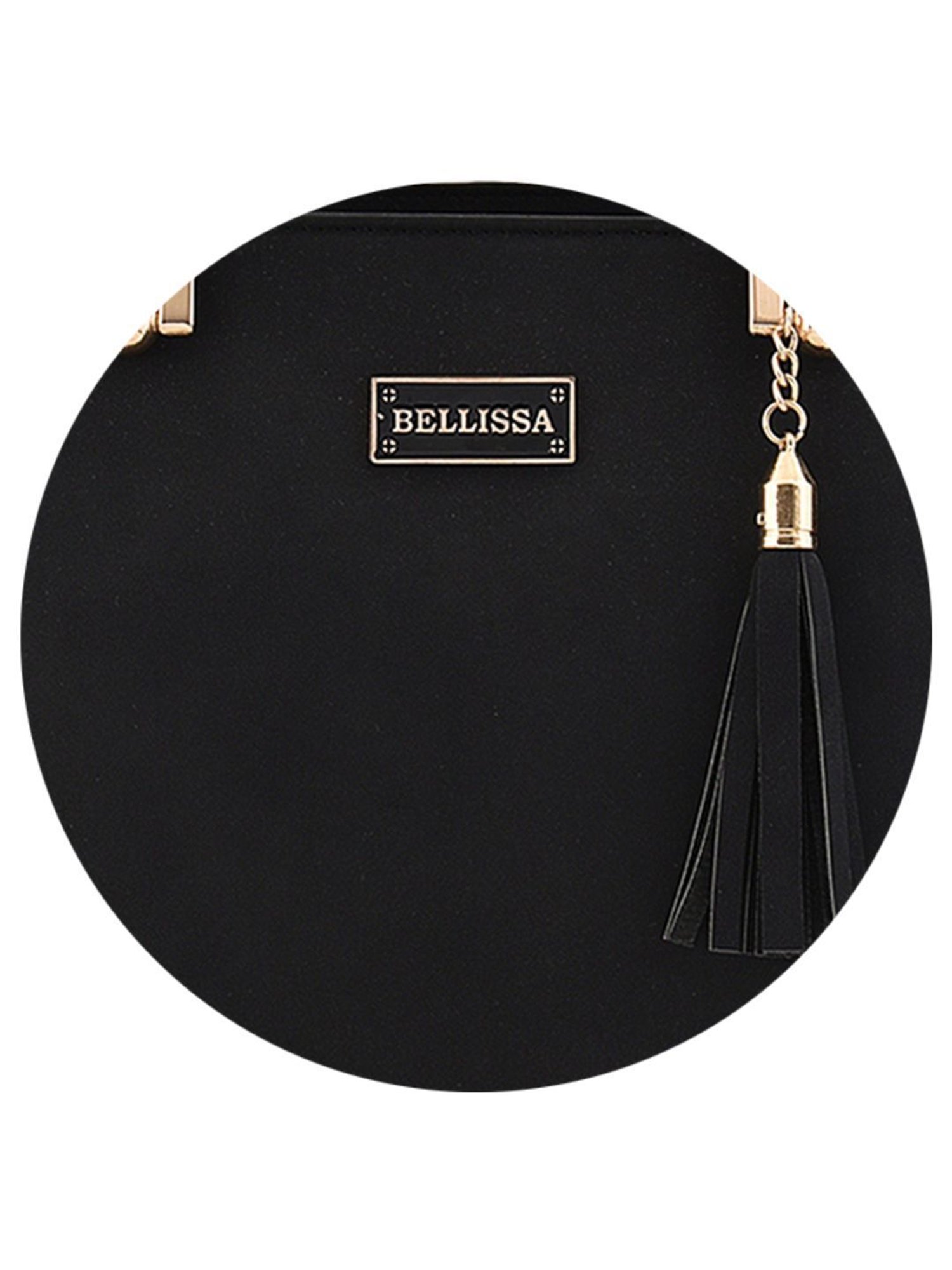 Bellissa Black Solid Medium Elegant Handbag
