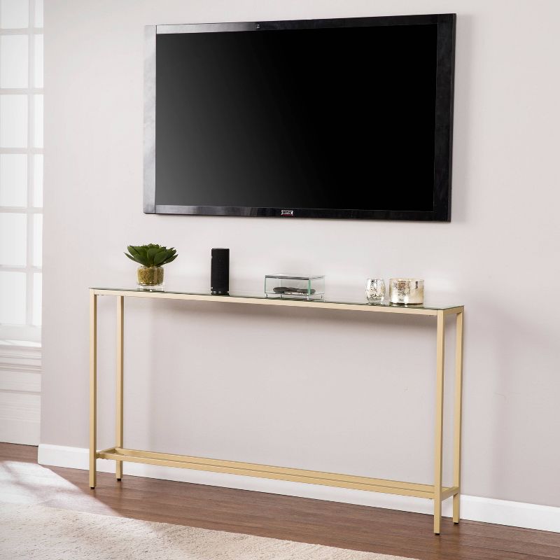 Dillard Narrow Long Console Table Deep Gold - Aiden Lane