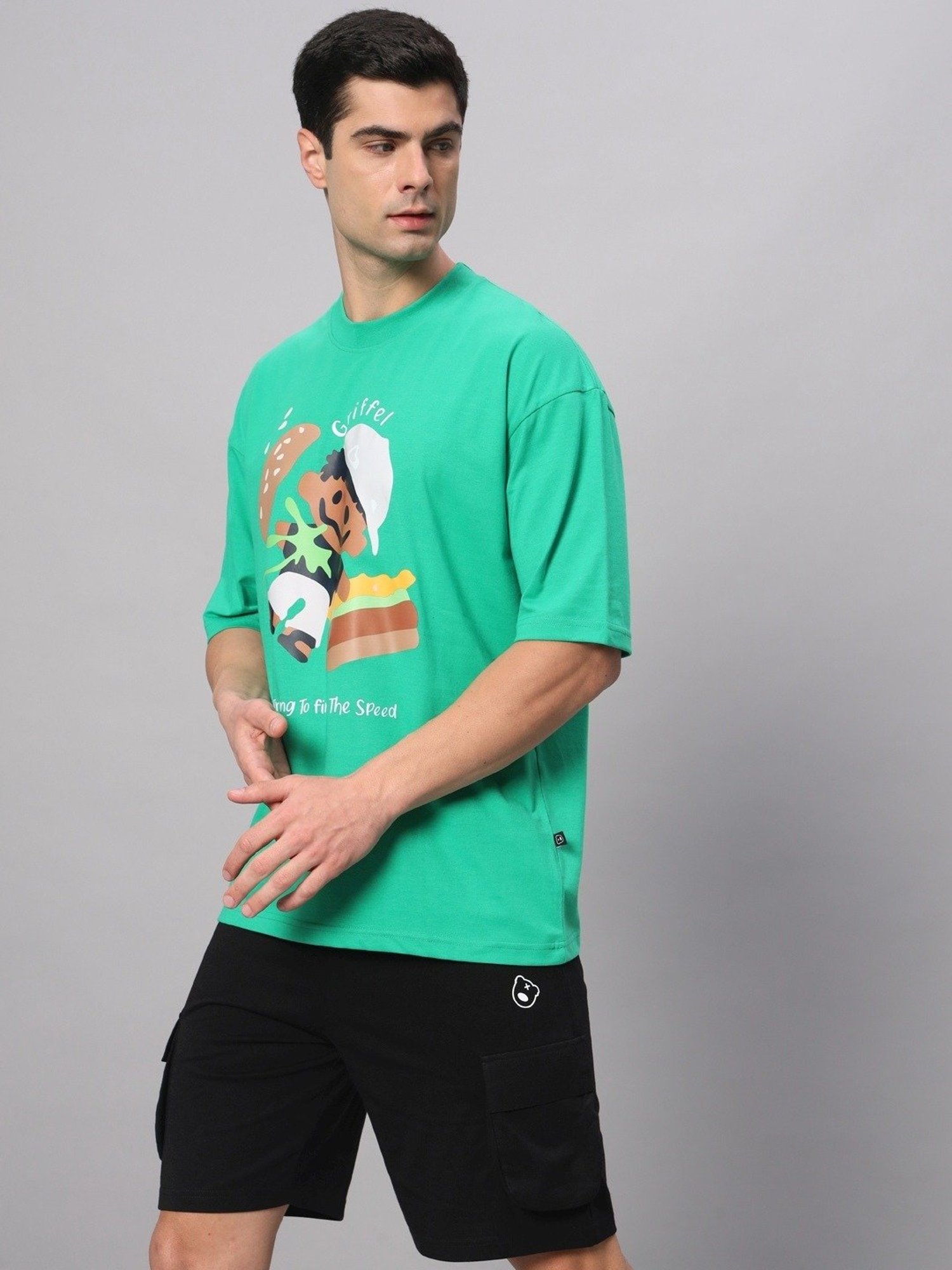 Griffel Green Cotton Loose Fit Printed Co-Ord Set