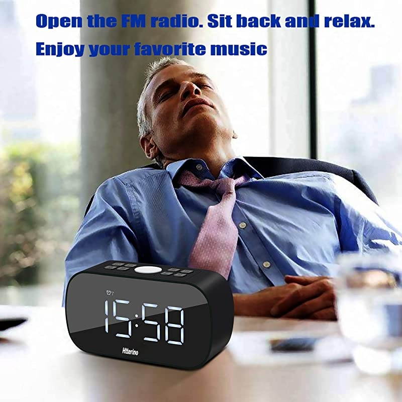 Radios Wireless Bluetooth Speakers Portable Alarm with FM Radio Night Light 5 LED Digital Display Sleep Timer with Snooze Function Compatible with iPhone Samsung and MoreBlack