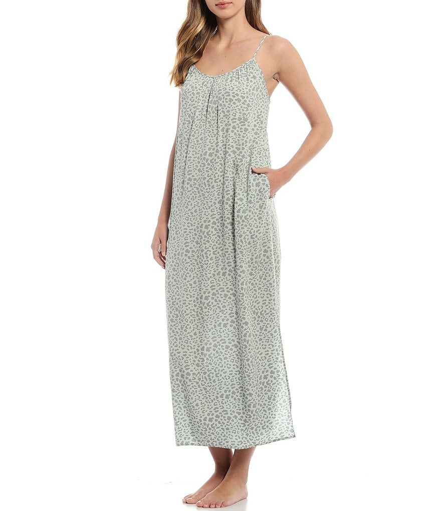 Miss Elaine Plus Cottonessa Floral Print Knit Long Nightgown
