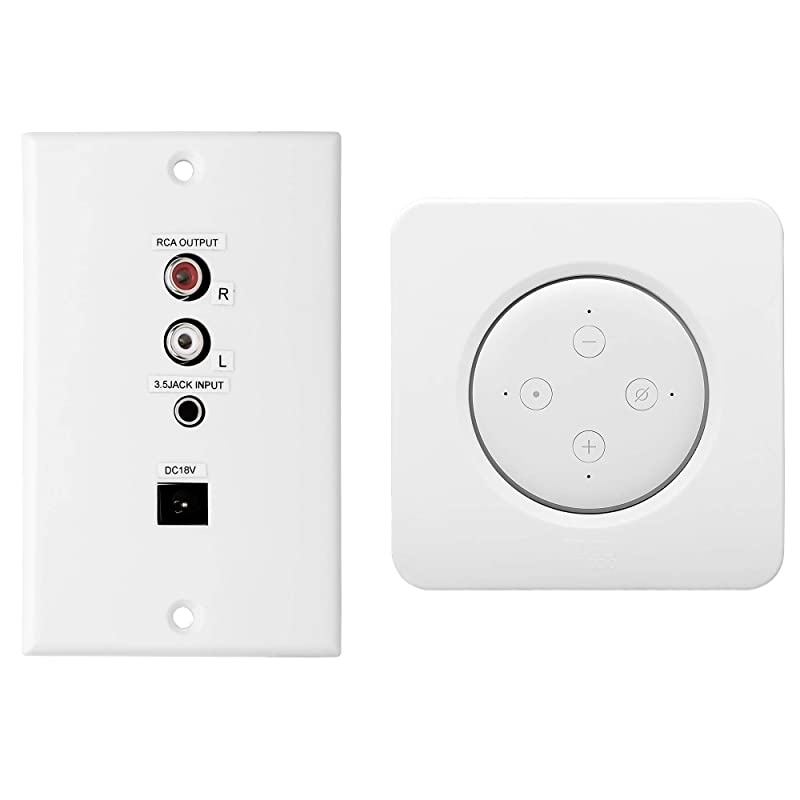 In Wall Amplifier for Alexa Dot (3rd Gen) 40W x 2 Channel, Slim Flush Mount, Local Source input & Subwoofer Output Nero VOX