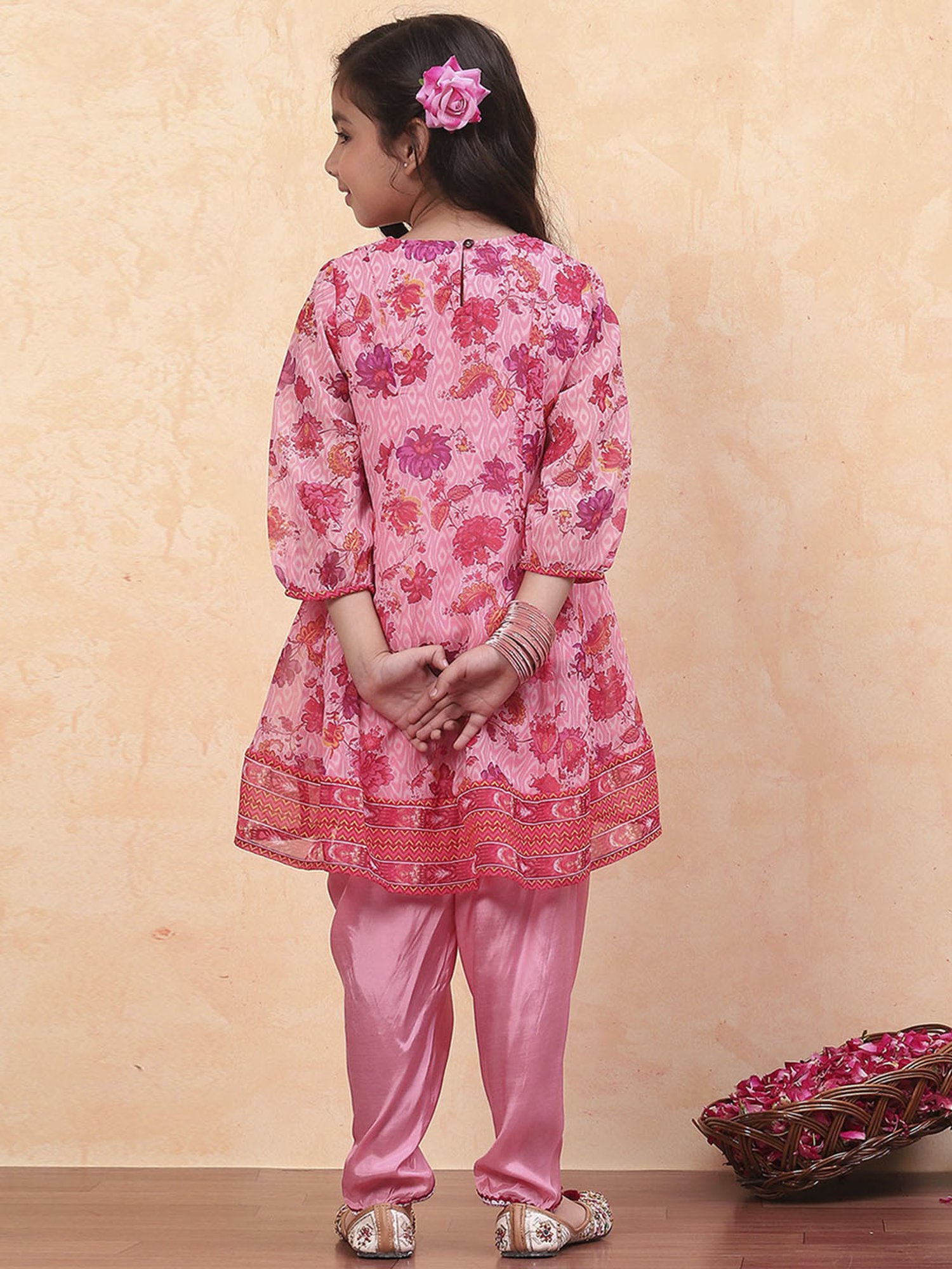 Biba Girls Pink Embroidered Suit Sets