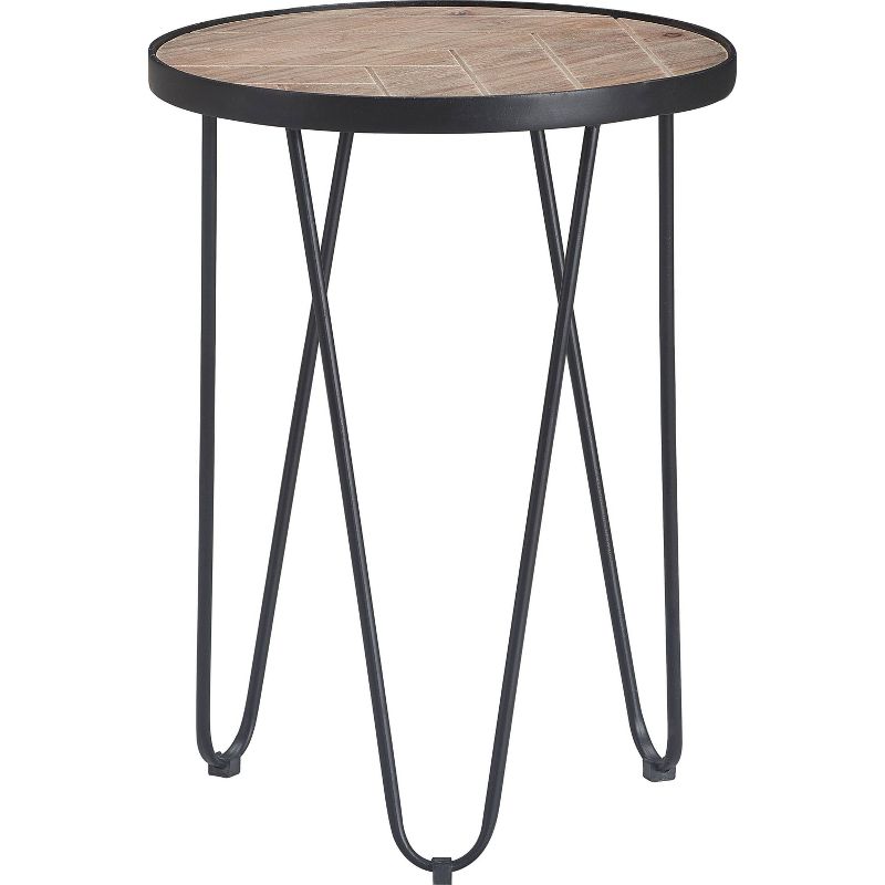 Farmhouse Side Table Metal Brown/Black- ClickDecor