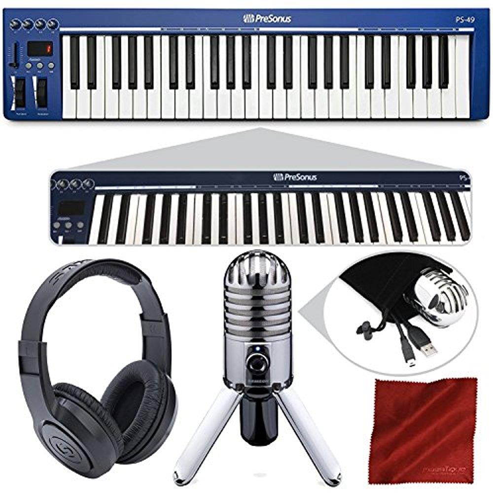 PreSonus PS49 USB 2.0 MIDI Keyboard with Samson Meteor Mic USB Studio Microphone and Deluxe Bundle
