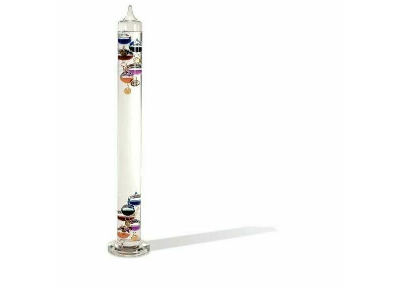 Wind & Weather Clear Glass Tabletop Galileo Thermometer with Colorful Temperature Markers