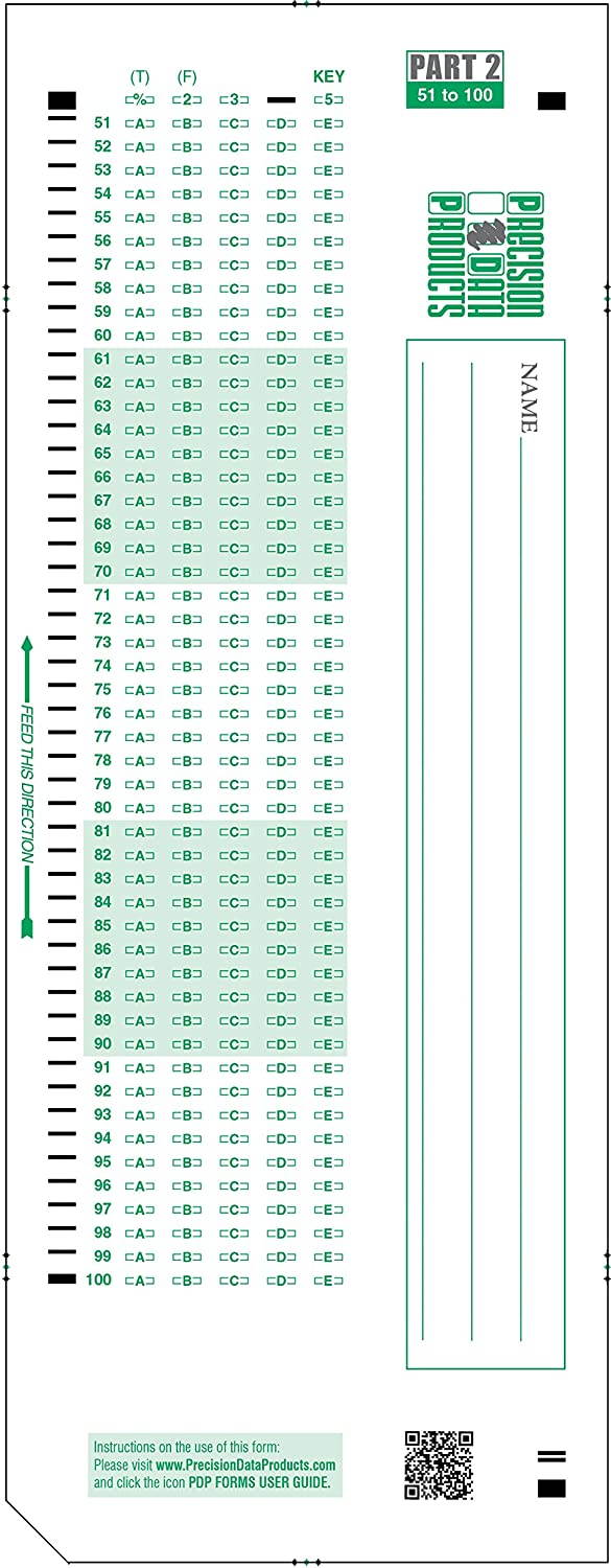 PDP-100 (500/pkg) 882 E Compatible Testing Forms