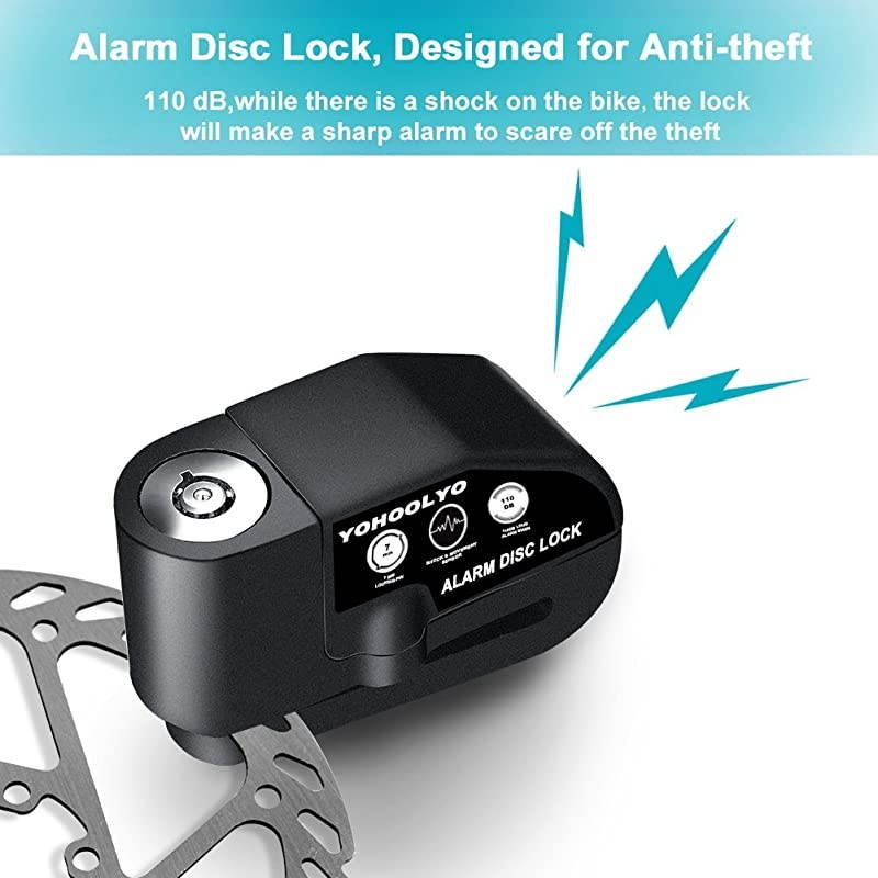 Disc Lock Alarm Motorcycle Alarm Padlock with 110db Alarm Sound for Motorcycles Bicycles