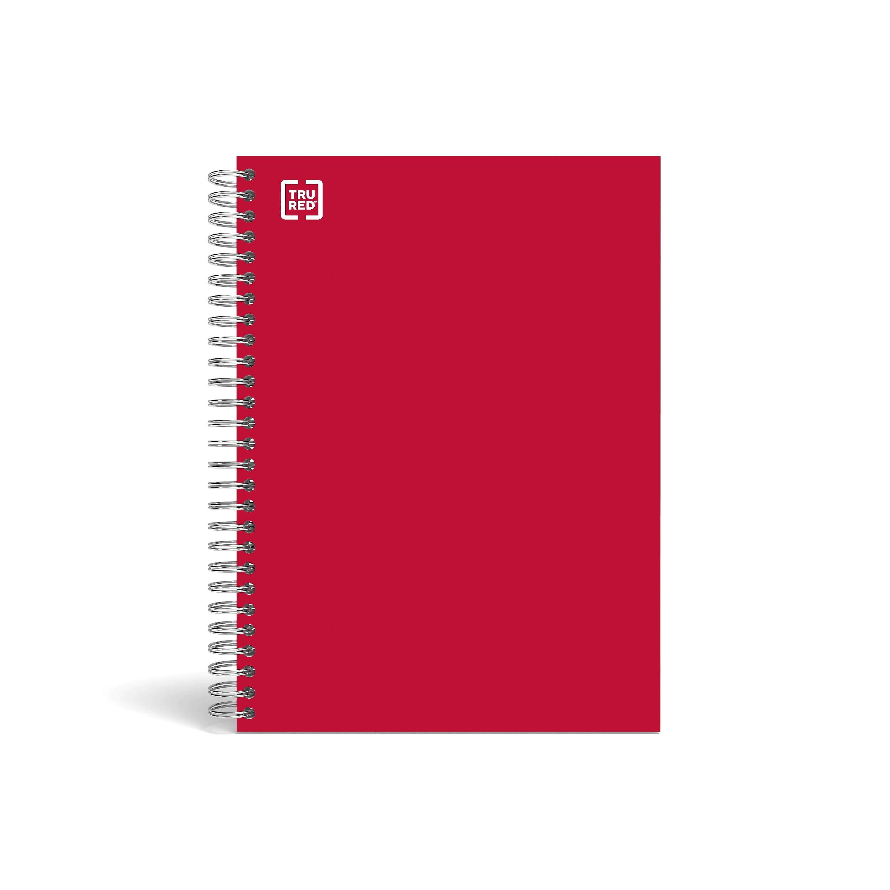 TRU RED 3-Subject Notebook, 5.88" x 9.5", College Ruled, 138 Sheets, Red
