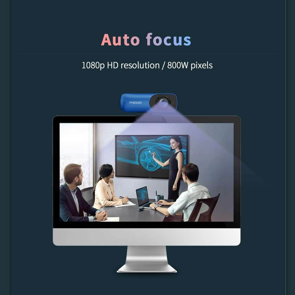 Webcam 1080P Computer Camera with Privacy Cover USB Connection Built-in Noise-reduction Microphone for Live Video