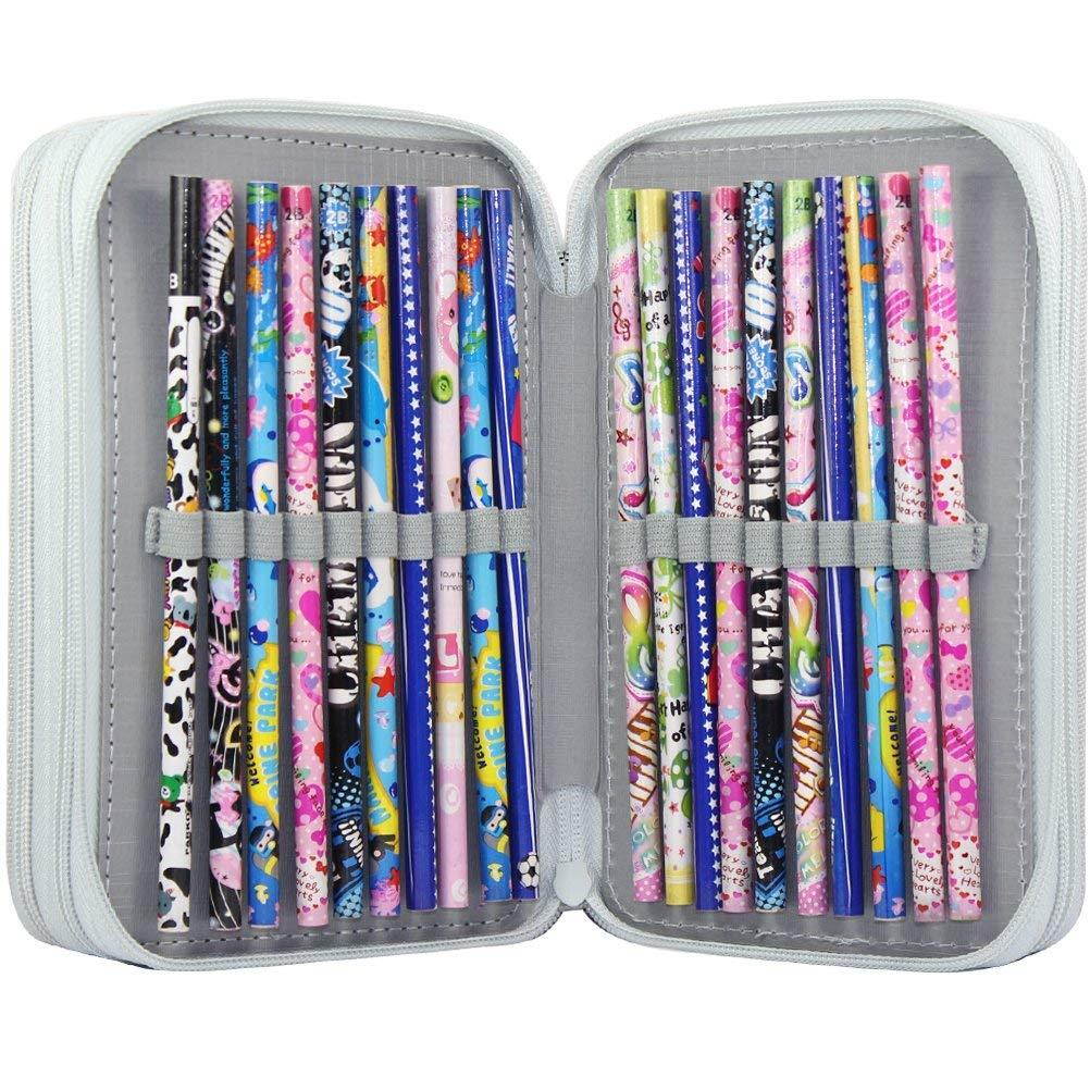 Youngman 72 Piece Colors Super Large Capacity Multi-layer Students Pencil Case Pen Bag Pouch Stationary Case Makeup Cosmetic Case Bag (Gray)