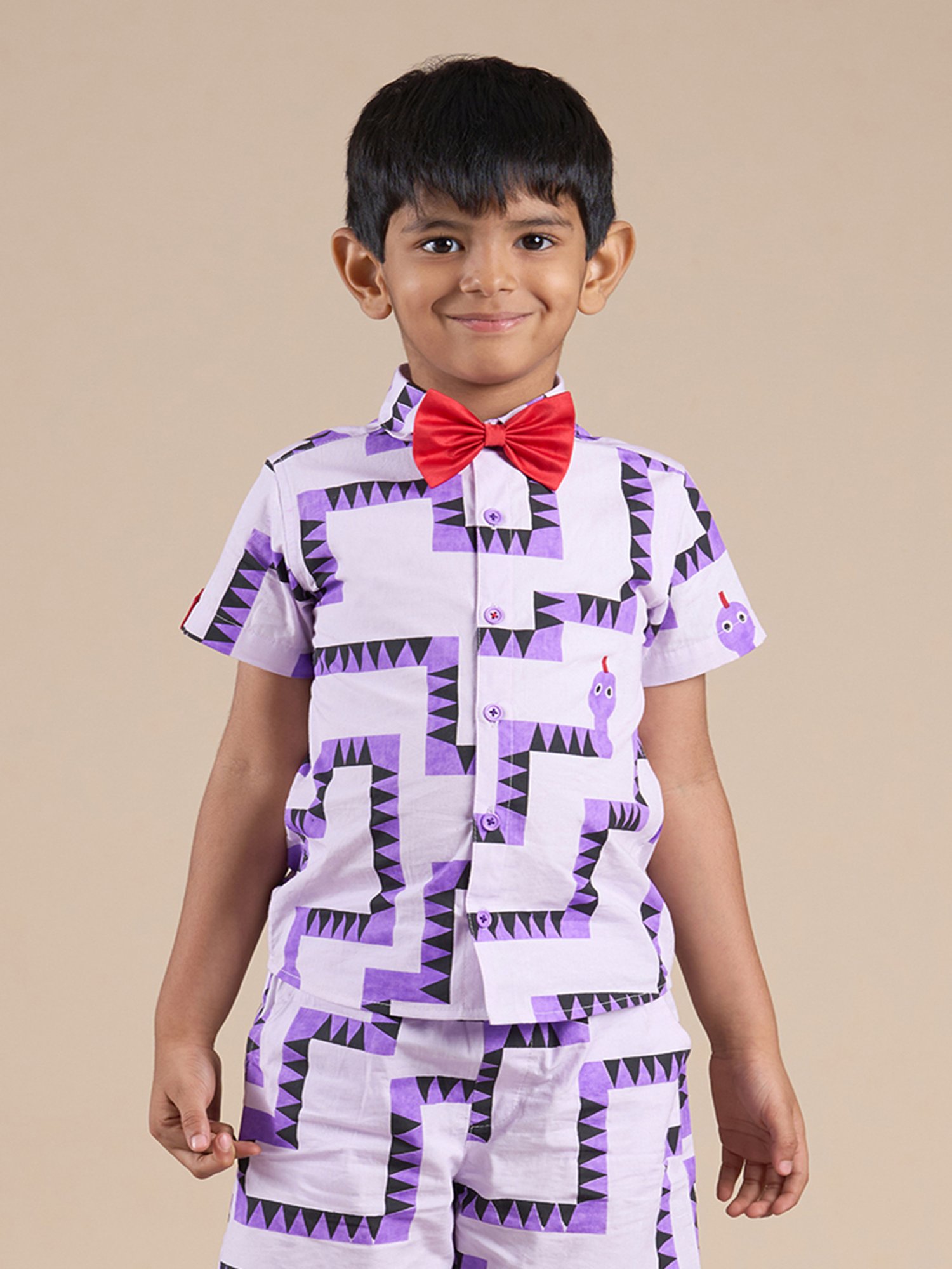 Lil Drama Kids Purple Printed Shirt
