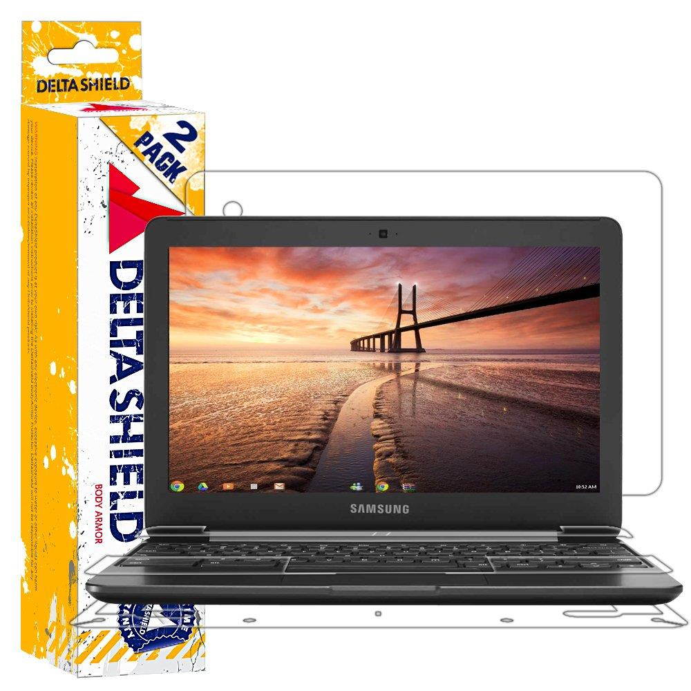 DeltaShield Full Body Skin for Samsung Chromebook 3 11.6 inch (2-Pack)(Screen Protector Included) Front and Back Protector BodyArmor Non-Bubble Military-Grade Clear HD Film