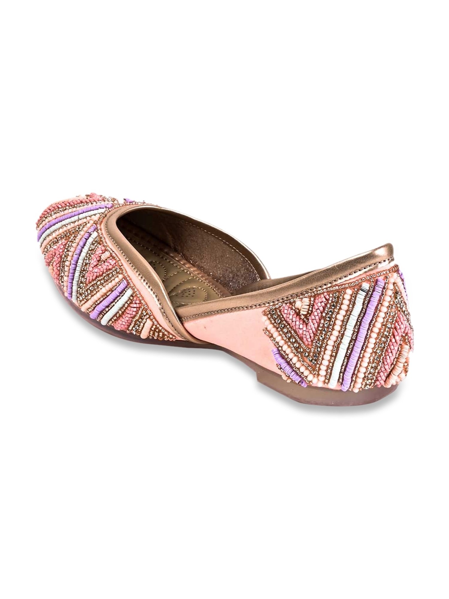 Jove Women's Pink Ethnic Juttis
