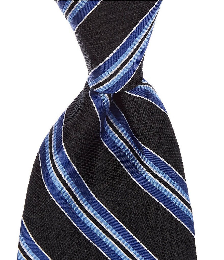 Roundtree & Yorke Big & Tall Johnson Stripe 3 3/8#double; Silk Tie