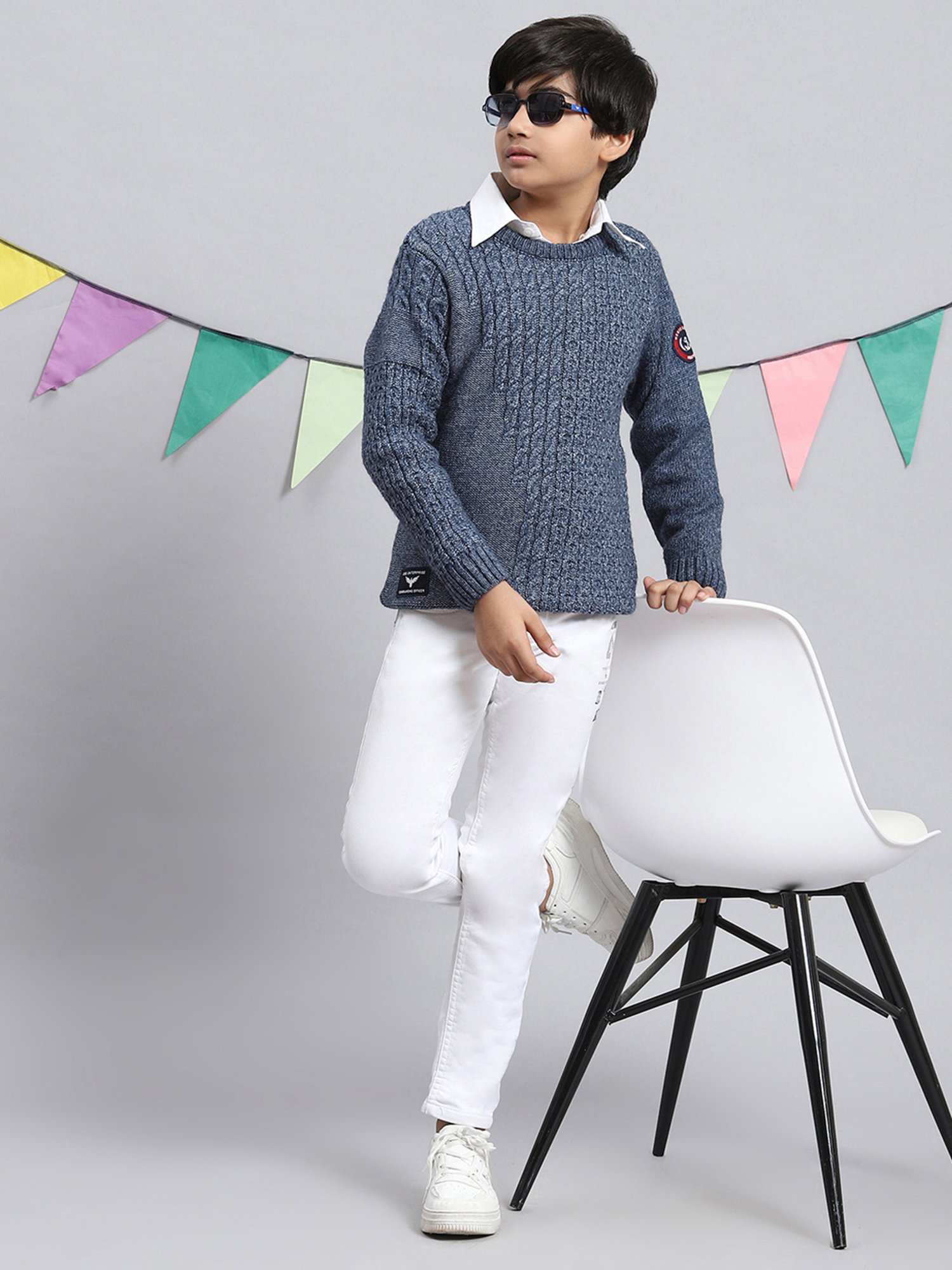 U.S. Polo Assn. Kids Black Self Design Sweater