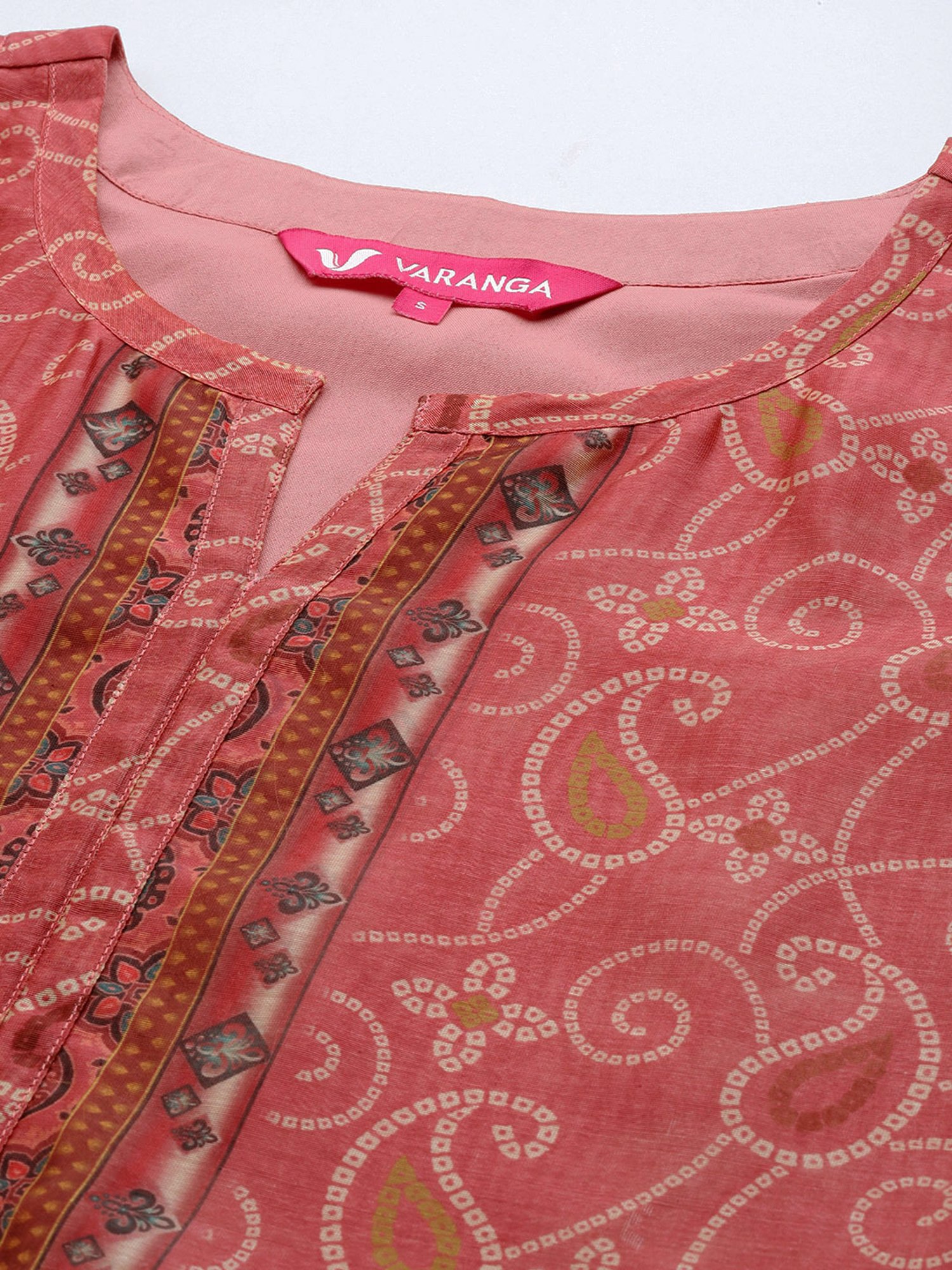 Varanga Pink Printed Kurta With Pant & Dupatta