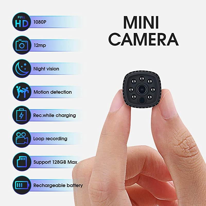 Camera, Mini Spy Hidden Camera, Full HD 1080P Portable Small Wireless Camera with Night Vision,Video Record and Motion Detection for Home, Car, Drone, Office and Outdoor Use
