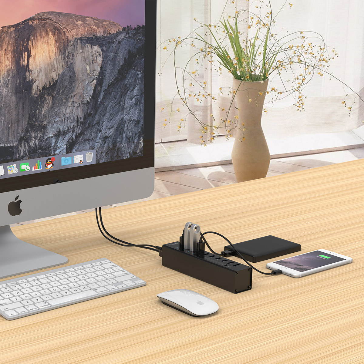 ORICO Aluminum 10Ports USB 3.0 HUB with 3.3Ft. USB 3.0 Data Cable and 12V/3A Power Supply for Macbook,PC,Laptops (HUB is not a Charger,Data transfer Only)- Silver (A3H10-V1-US)