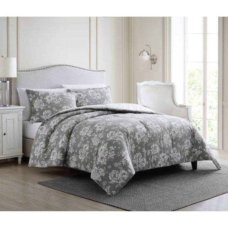 Full/Queen Katherine Comforter/Sham Set Gray - Stone Cottage