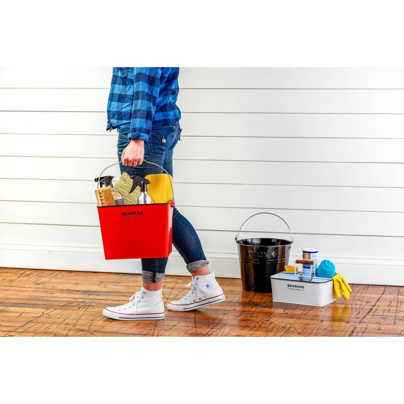 Behrens Rectangular Galvanized Steel Bucket Red