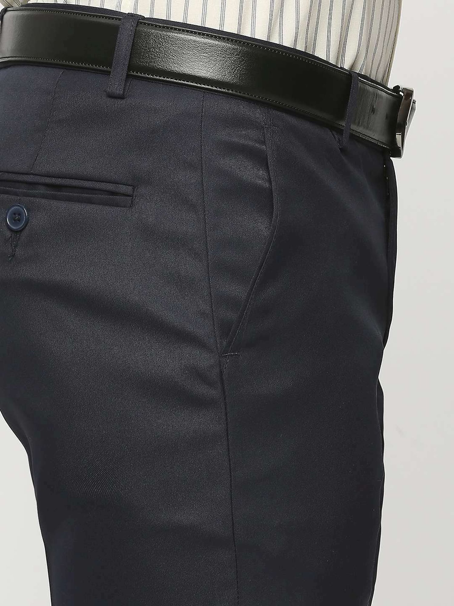 Solemio Navy Slim Fit Trousers