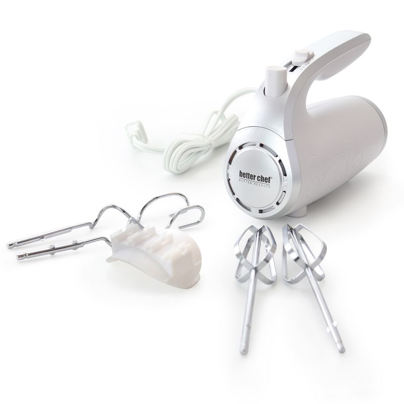 Better Chef 5-Speed 150-Watt Hand Mixer White w/ Silver Accents