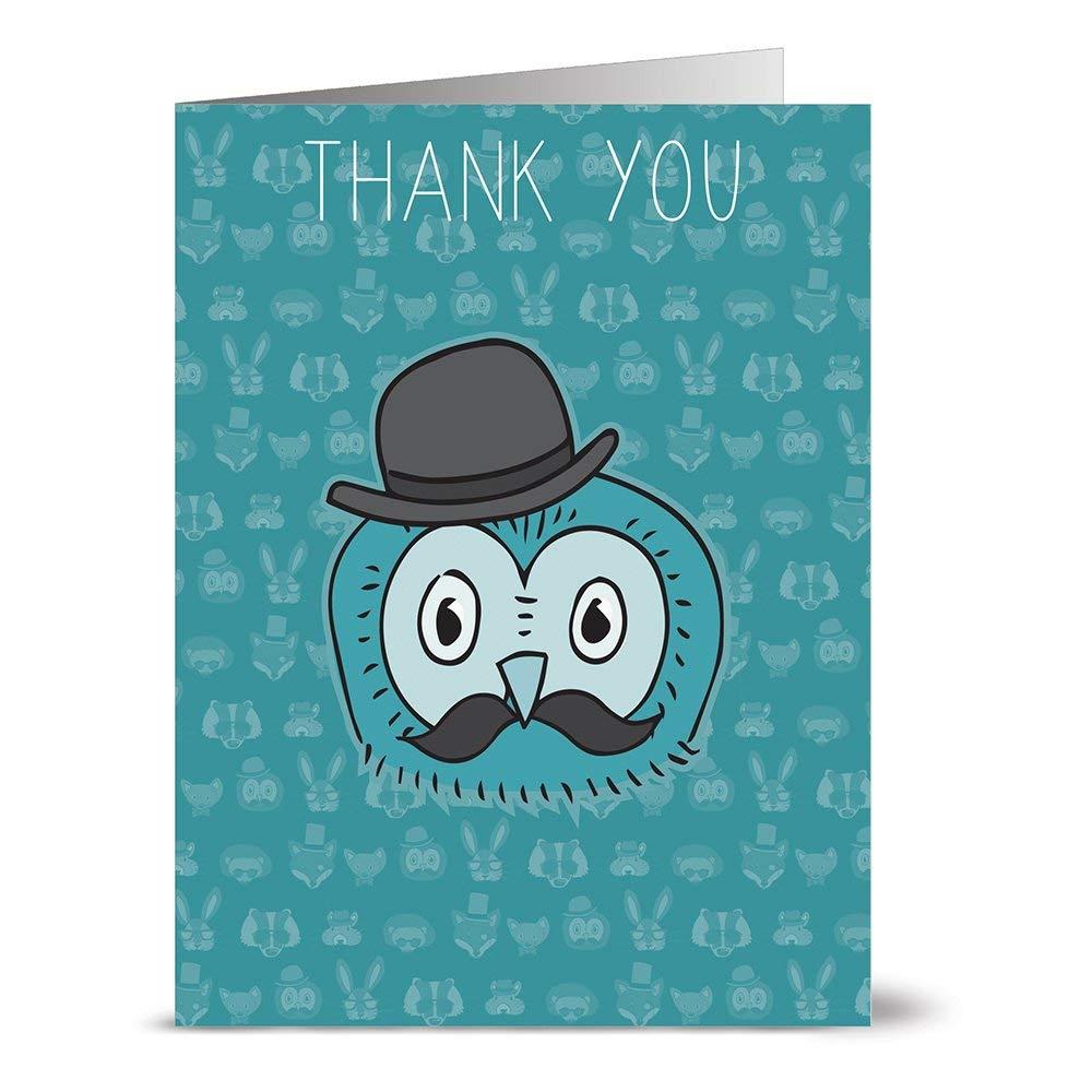 72 Note Cards - Funky Forest Friends - 6 Designs - Blank Cards - Gray Envelopes Included