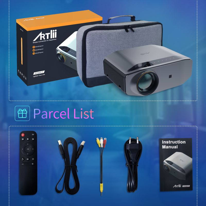 5G WiFi Bluetooth Projector, Artlii Energon 2 Outdoor Projector Support 4K, 340 ANSI Lumen 300" Display, Keystone&Zoom, Full HD Native 1080P Projector Compatible w/ TV Stick, iOS, Android, PS5