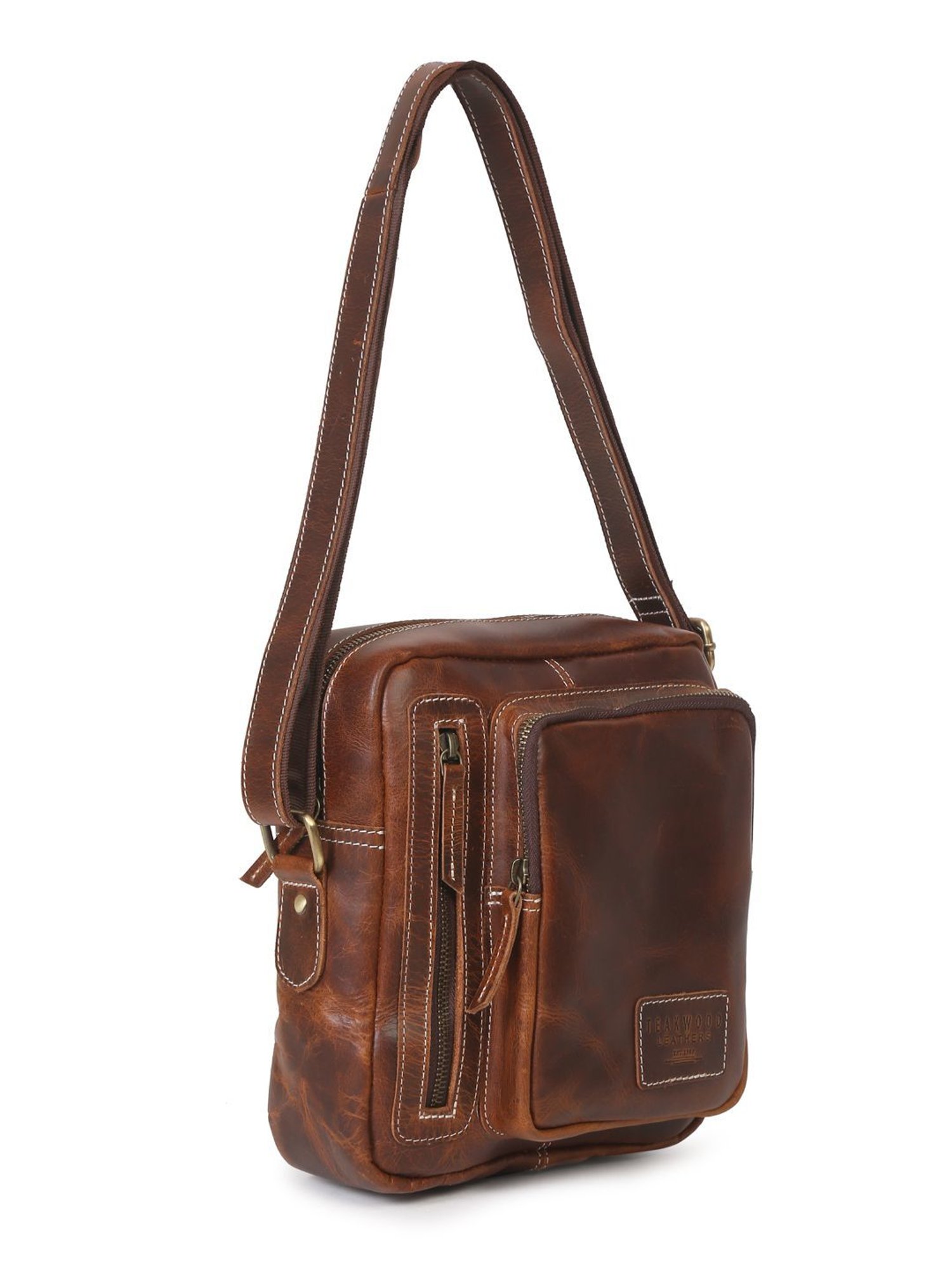Teakwood Leathers Brown Cross Body Bag