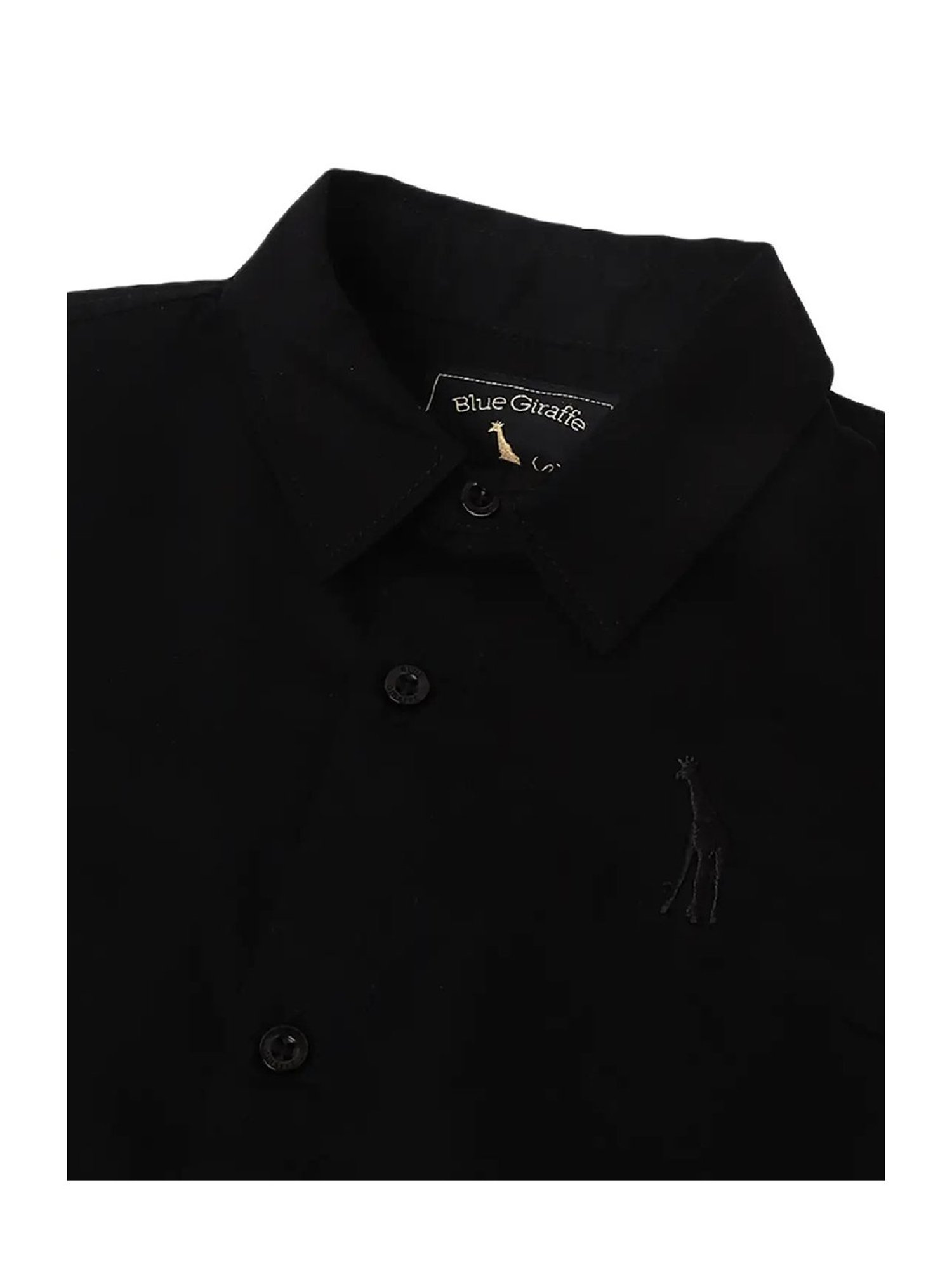 Blue Giraffe Kids Black Solid  Shirt