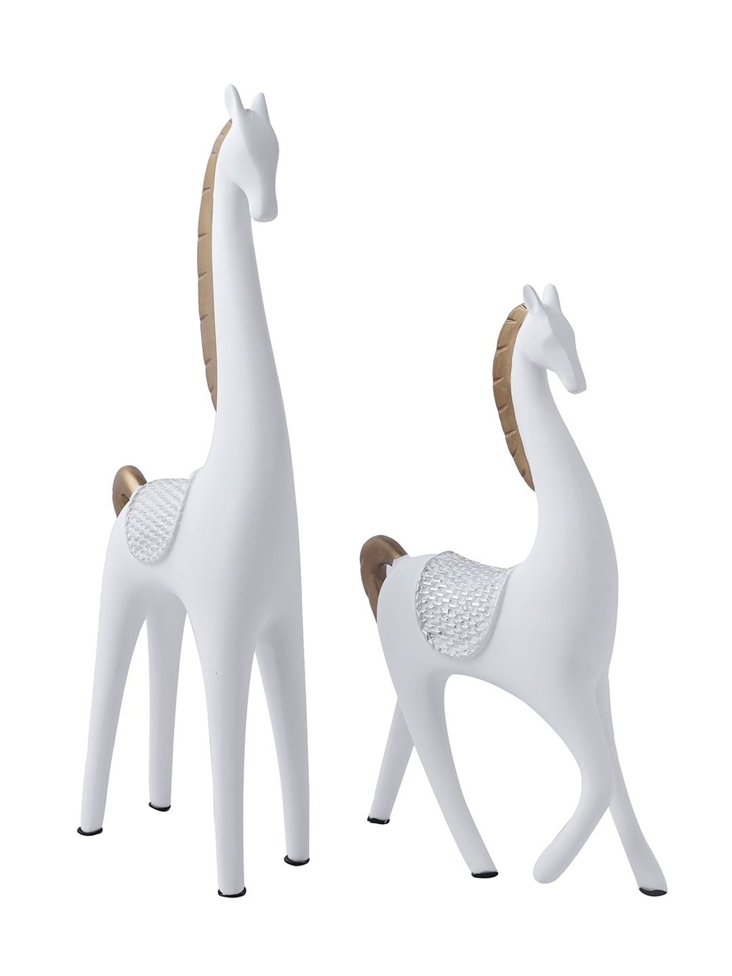 Tayhaa White White Poised Reindeers Figurine Set of 2