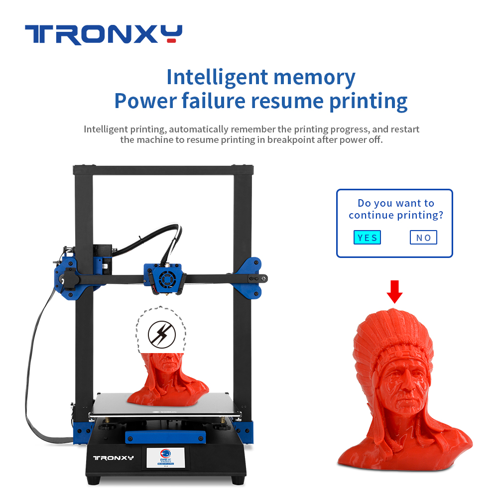 TRONXY XY-3 Pro DIY 3D printer kit 300x300x400mm with 24V power supply / titanium extruder / silent motherboard 2225 driver chip / large printing area for filament detection